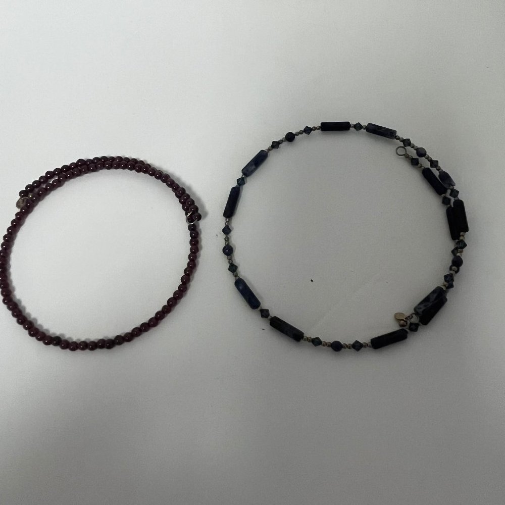 2 Chokers wrap-1 blue & 2 maroon- 1 Tigers eye necklace